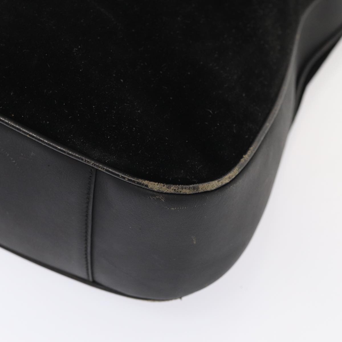 GUCCI Bamboo Hand Bag Suede 2way Black Gold 001 1014 1577 0 86933