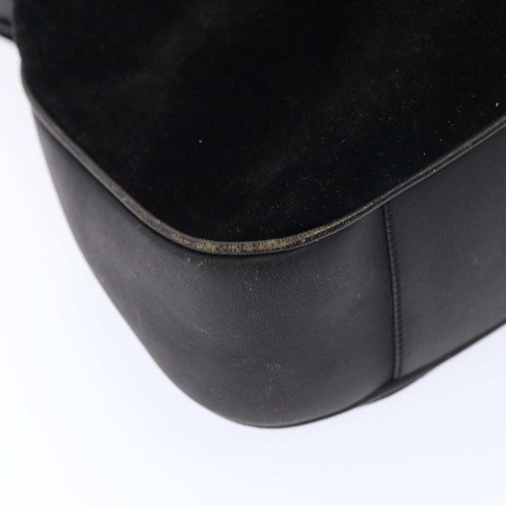 GUCCI Bamboo Hand Bag Suede 2way Black Gold 001 1014 1577 0 86933