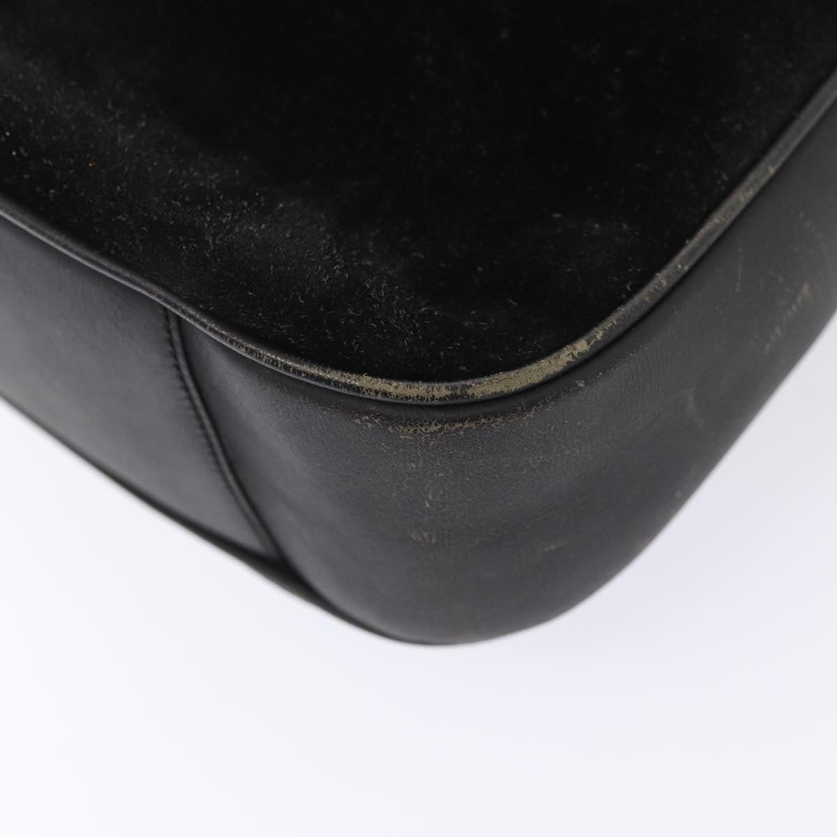 GUCCI Bamboo Hand Bag Suede 2way Black Gold 001 1014 1577 0 86933
