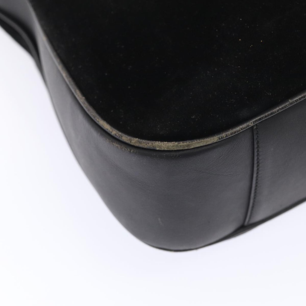 GUCCI Bamboo Hand Bag Suede 2way Black Gold 001 1014 1577 0 86933