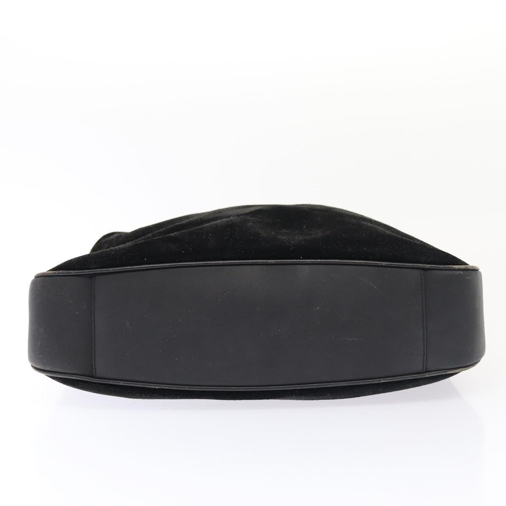 GUCCI Bamboo Hand Bag Suede 2way Black Gold 001 1014 1577 0 86933