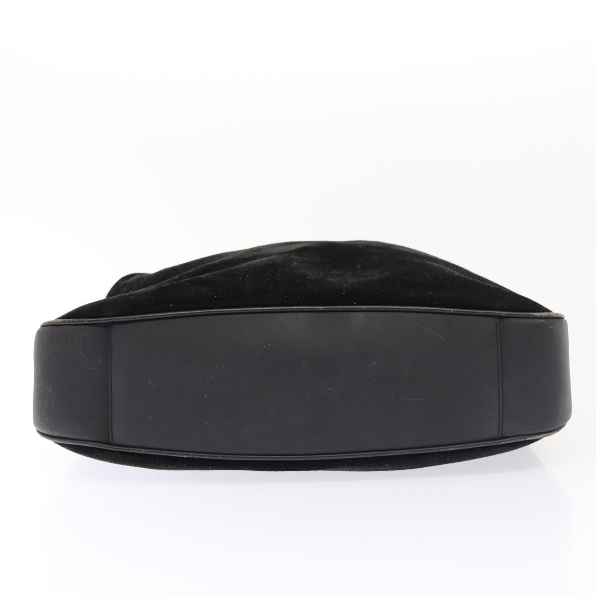 GUCCI Bamboo Hand Bag Suede 2way Black Gold 001 1014 1577 0 86933