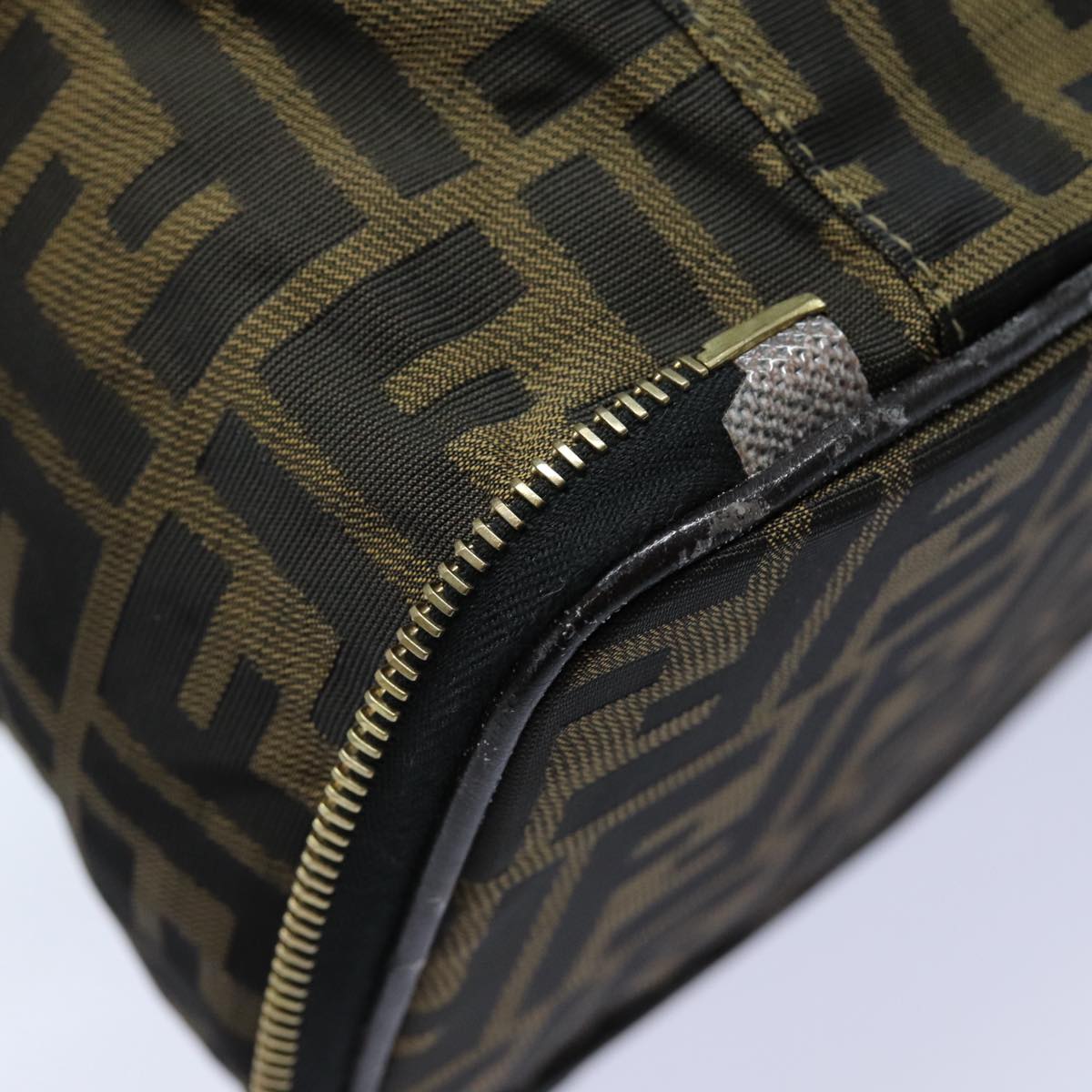 FENDI Zucca Canvas Vanity Pouch Brown Black gold 86934