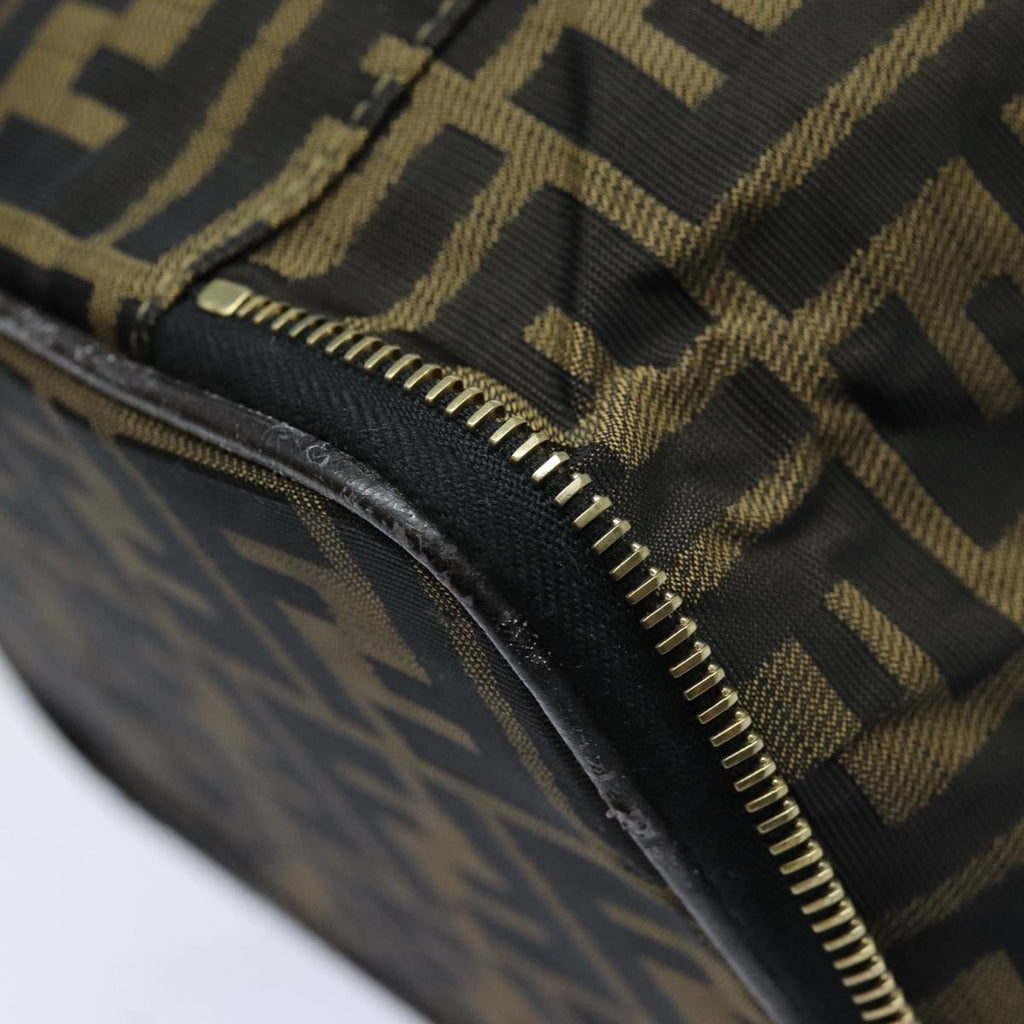 FENDI Zucca Canvas Vanity Pouch Brown Black gold 86934