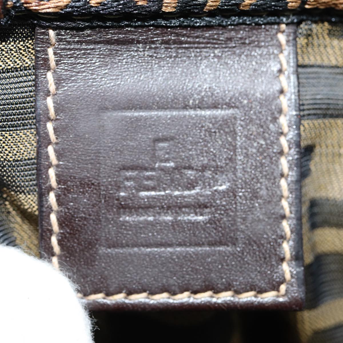 FENDI Zucca Canvas Vanity Pouch Brown Black gold 86934