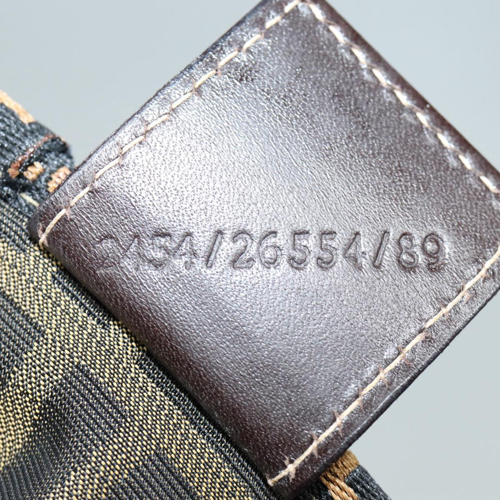 FENDI Zucca Canvas Vanity Pouch Brown Black gold 86934