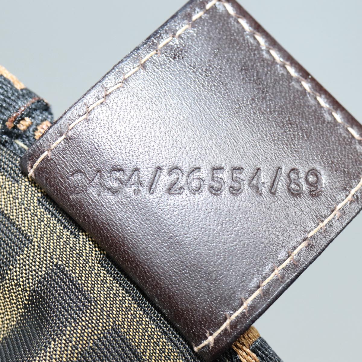 FENDI Zucca Canvas Vanity Pouch Brown Black gold 86934