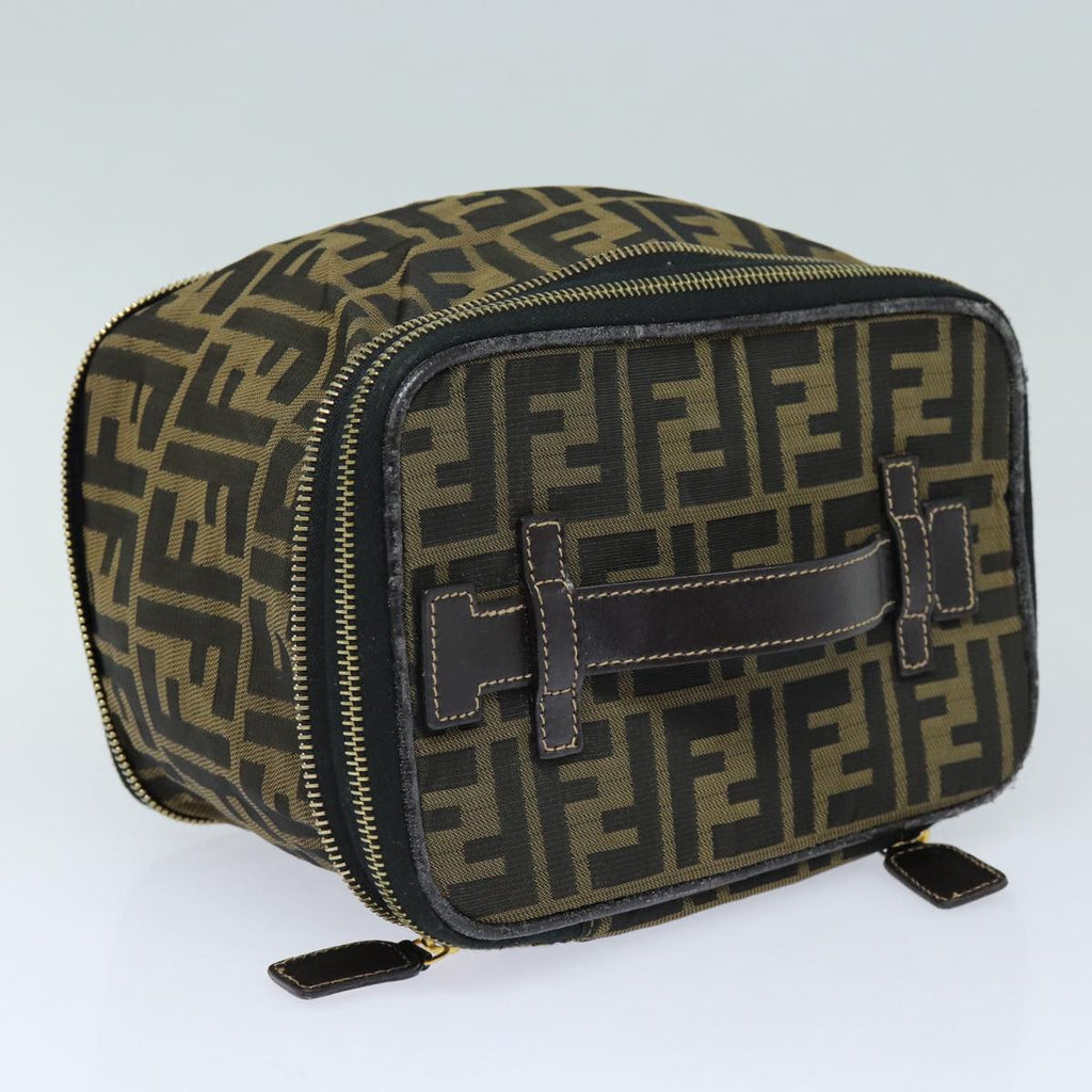 FENDI Zucca Canvas Vanity Pouch Brown Black gold 86934