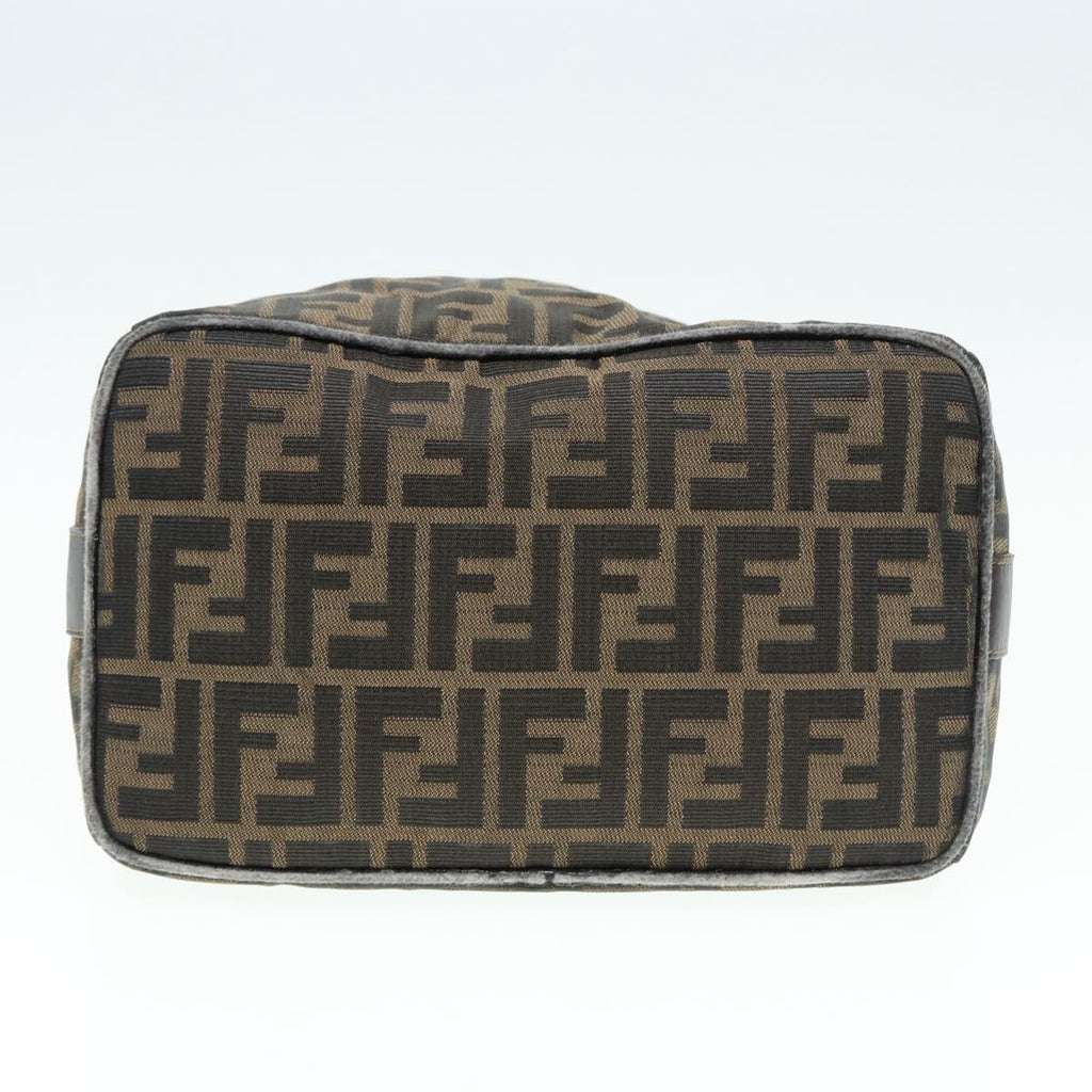 FENDI Zucca Canvas Vanity Pouch Brown Black gold 86935
