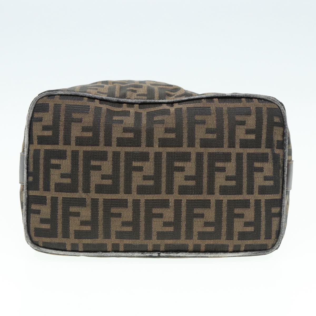 FENDI Zucca Canvas Vanity Pouch Brown Black gold 86935