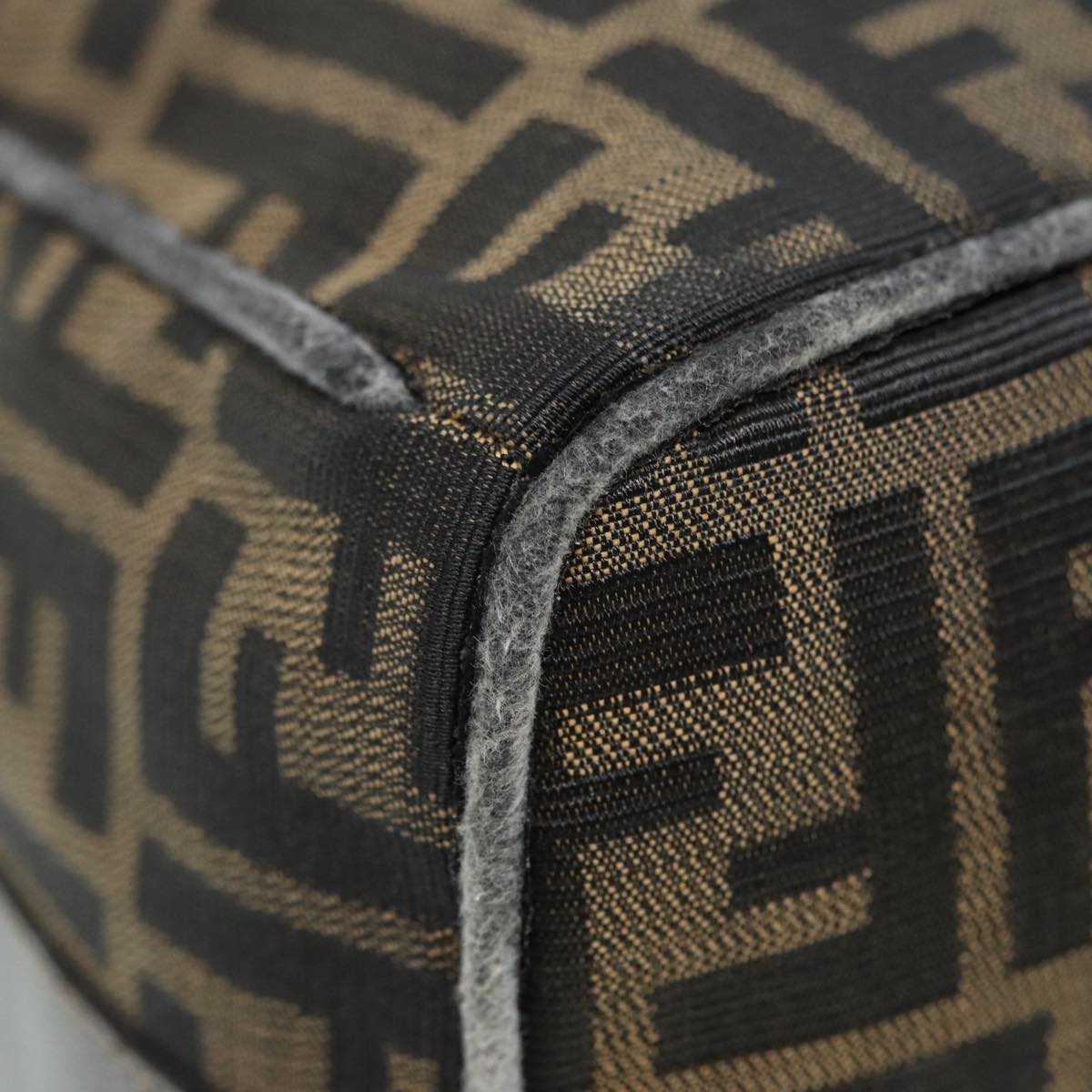 FENDI Zucca Canvas Vanity Pouch Brown Black gold 86935