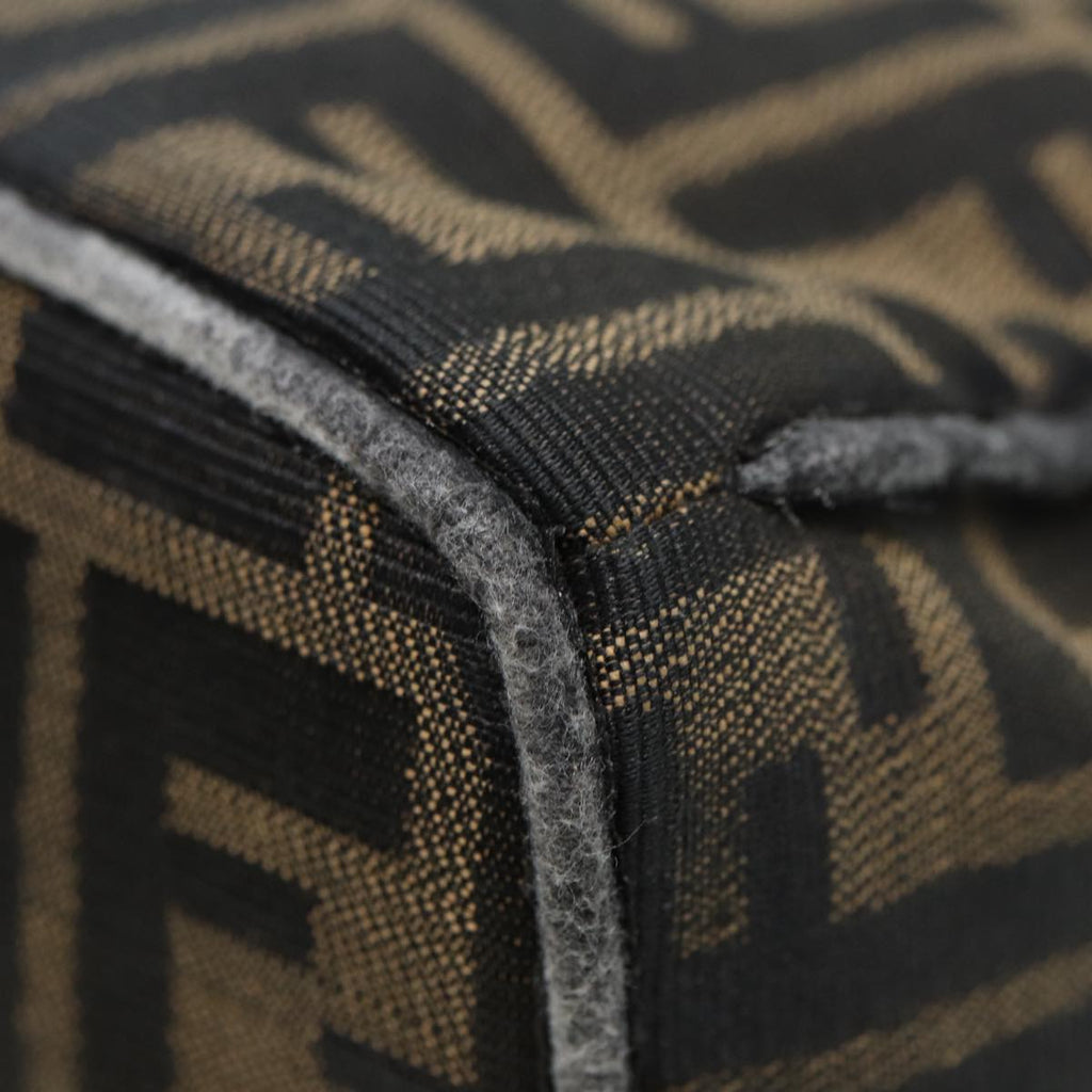 FENDI Zucca Canvas Vanity Pouch Brown Black gold 86935