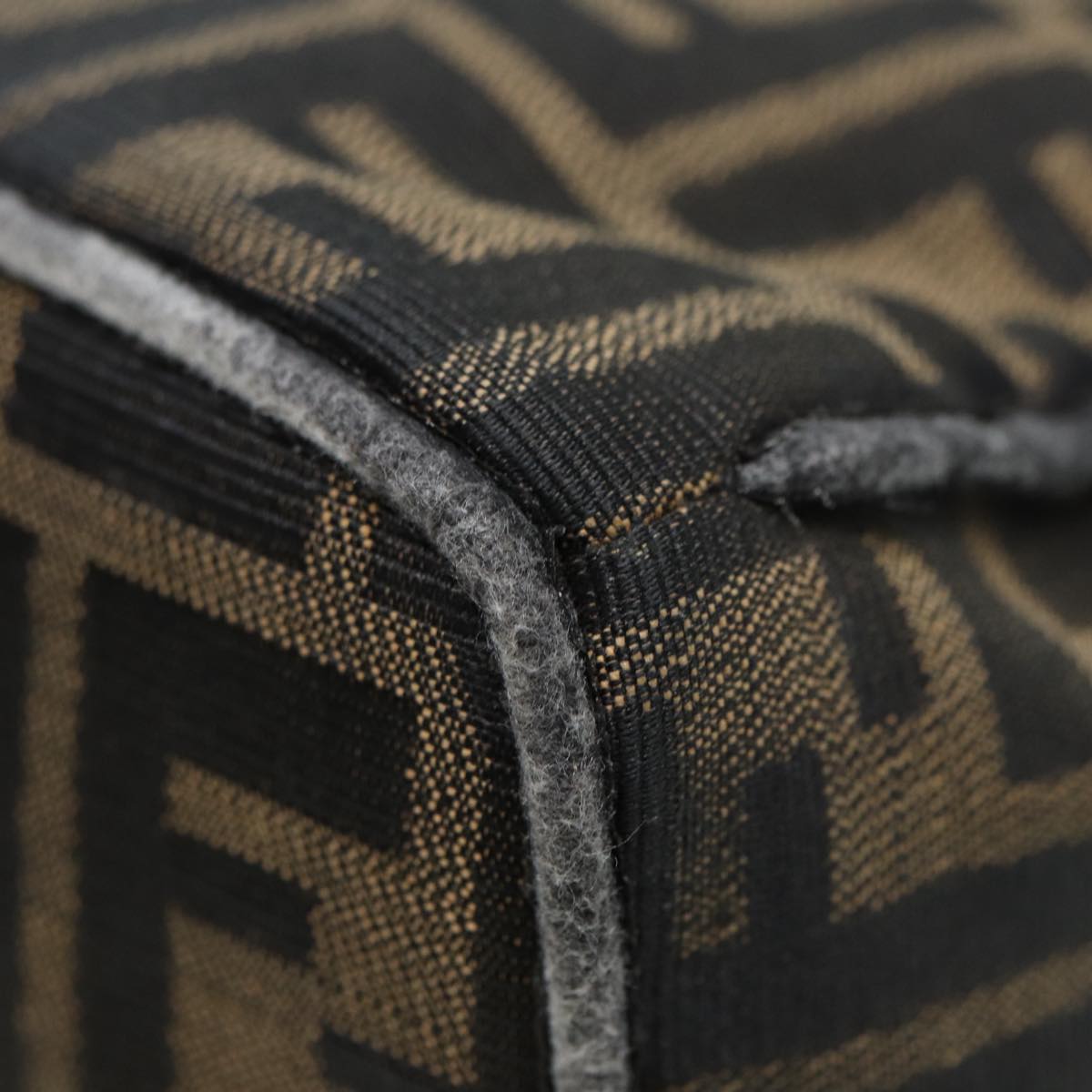 FENDI Zucca Canvas Vanity Pouch Brown Black gold 86935