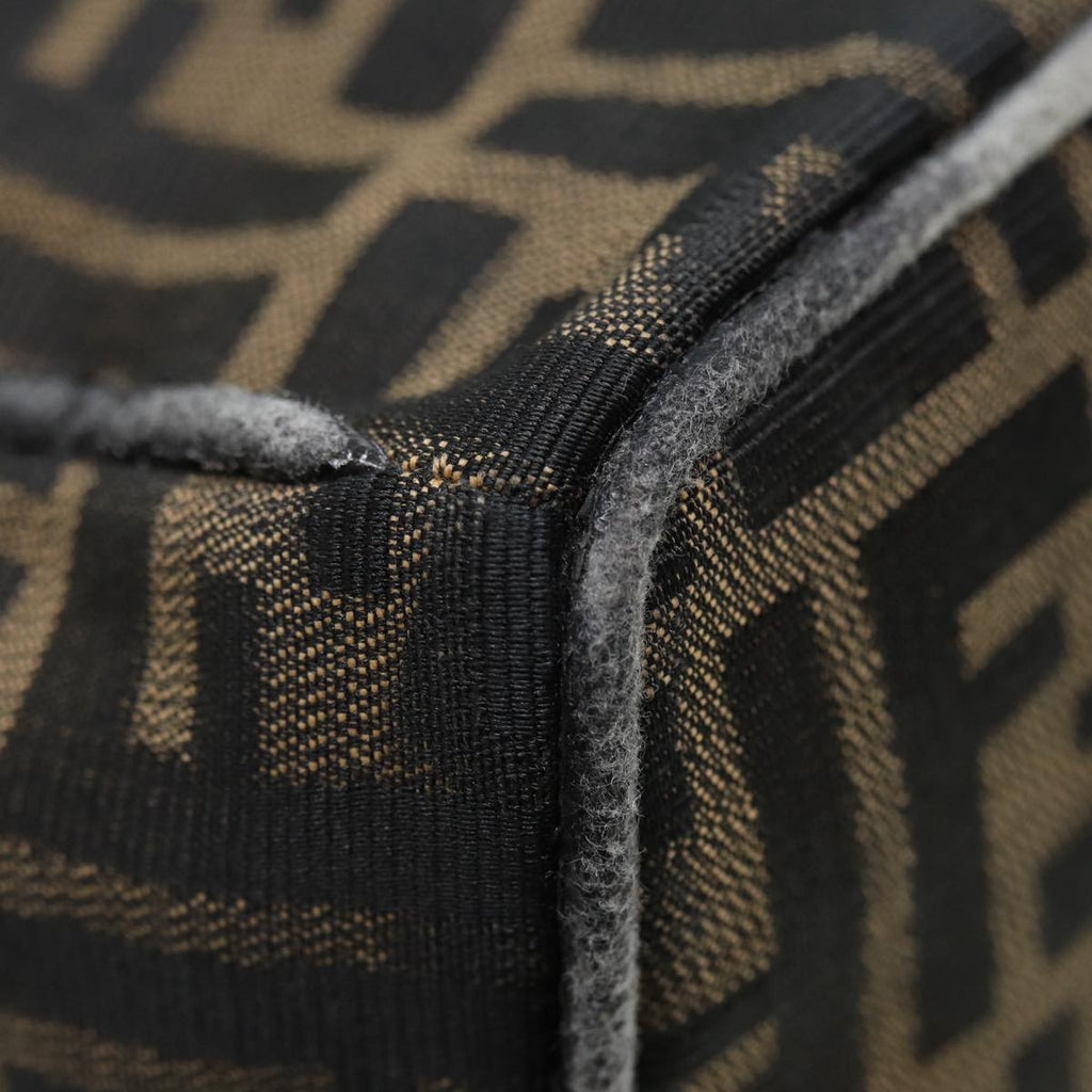 FENDI Zucca Canvas Vanity Pouch Brown Black gold 86935