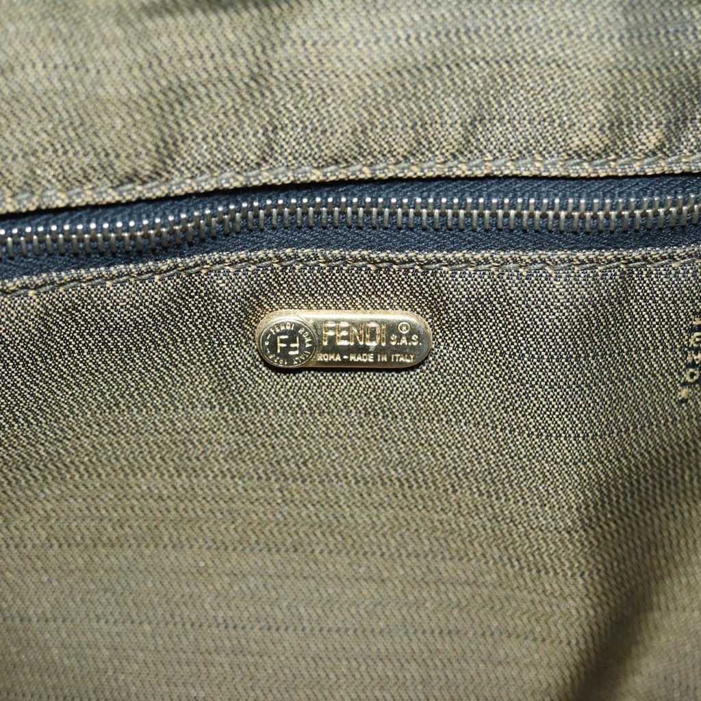 FENDI Zucca Canvas Vanity Pouch Brown Black gold 86935