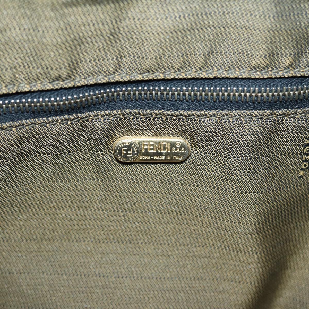 FENDI Zucca Canvas Vanity Pouch Brown Black gold 86935