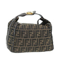 FENDI Zucca Canvas Vanity Pouch Brown Black gold 86935