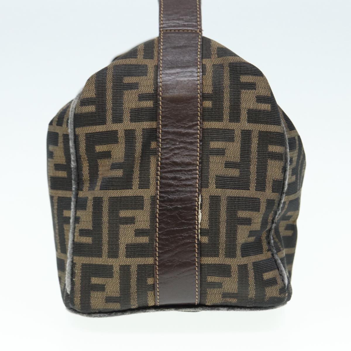 FENDI Zucca Canvas Vanity Pouch Brown Black gold 86935