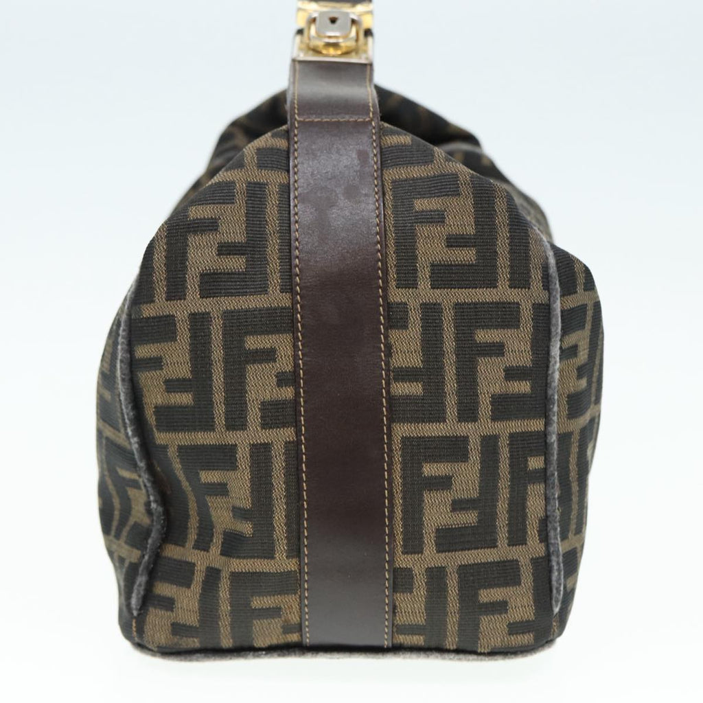 FENDI Zucca Canvas Vanity Pouch Brown Black gold 86935