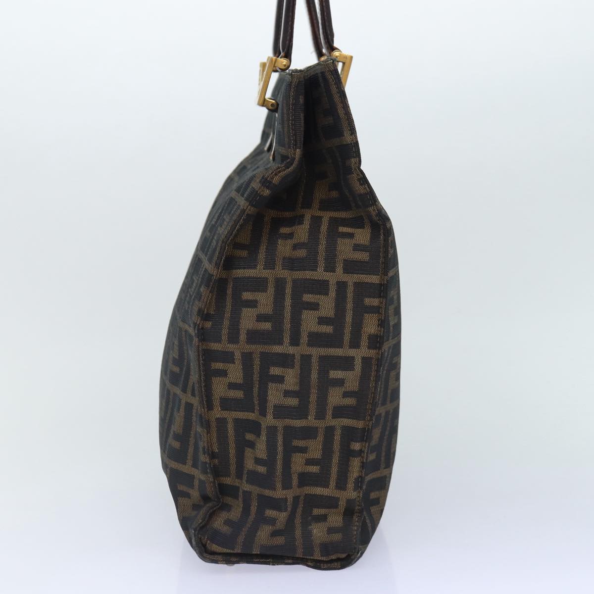 FENDI Zucca Canvas Hand Bag Brown Black gold 86939