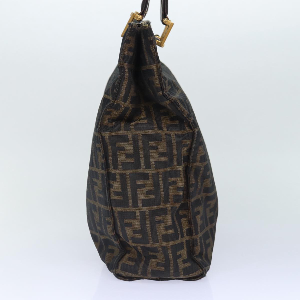 FENDI Zucca Canvas Hand Bag Brown Black gold 86939
