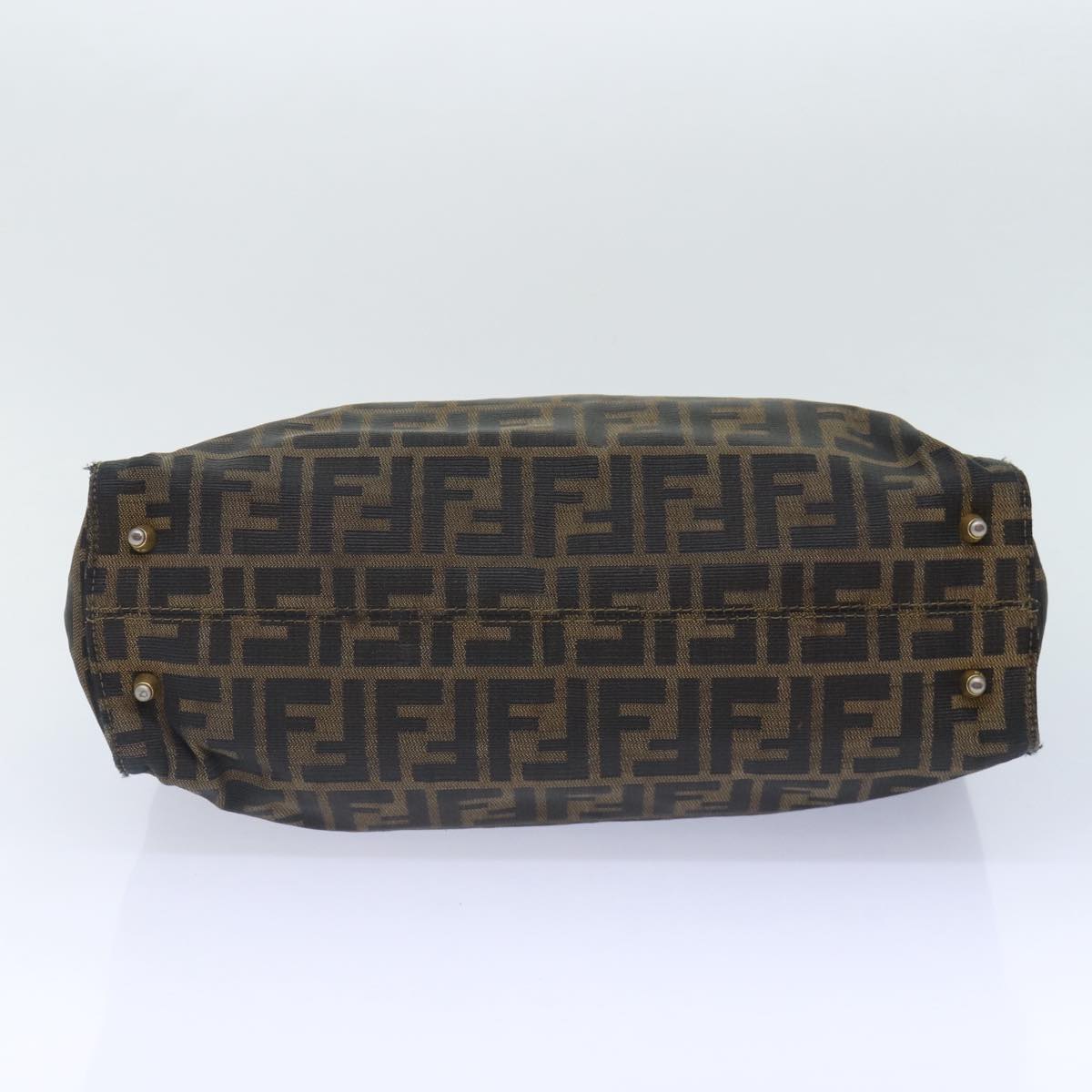 FENDI Zucca Canvas Hand Bag Brown Black gold 86939