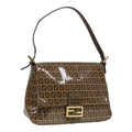 FENDI Zucchino Canvas Mamma Baguette Shoulder Bag Gold Beige 86941