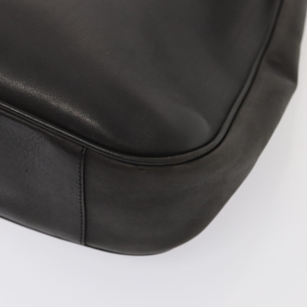 GUCCI Bamboo Hand Bag Leather Outlet 2way Black Gold 86963
