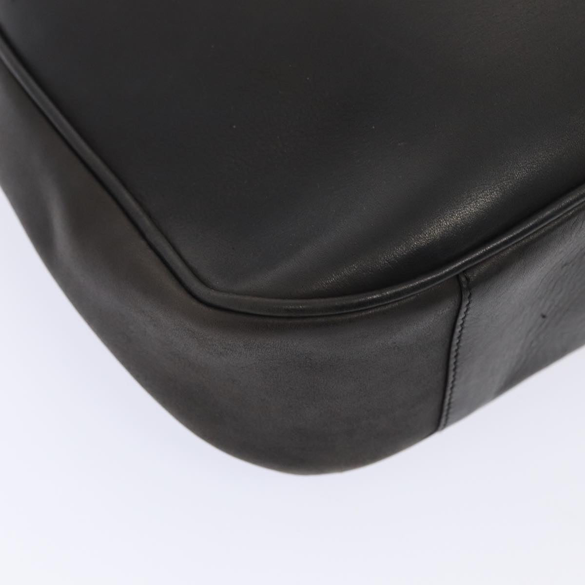 GUCCI Bamboo Hand Bag Leather Outlet 2way Black Gold 86963