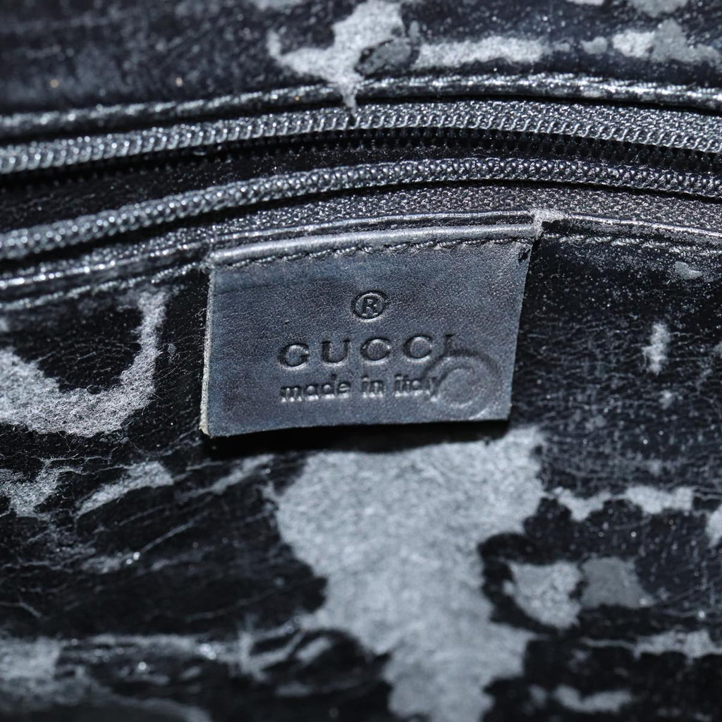 GUCCI Bamboo Hand Bag Leather Outlet 2way Black Gold 86963