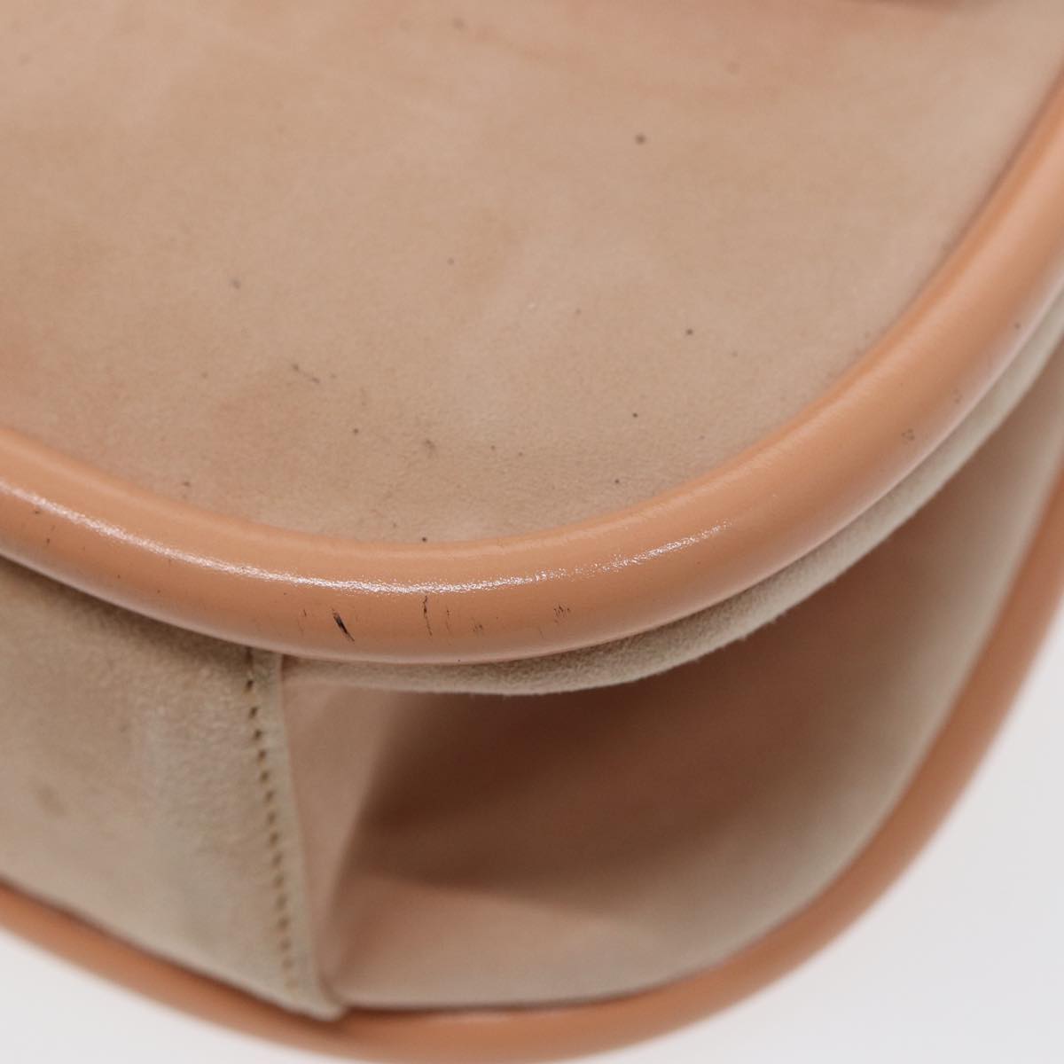 GUCCI Shoulder Bag Suede Beige Gold 86964