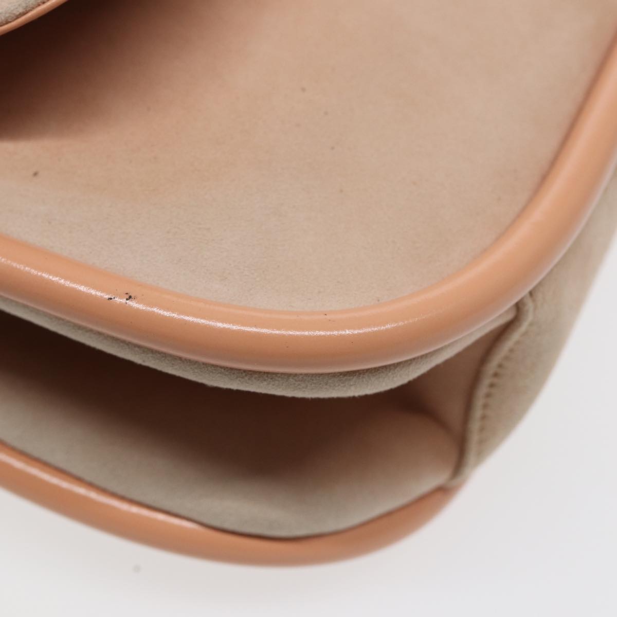 GUCCI Shoulder Bag Suede Beige Gold 86964