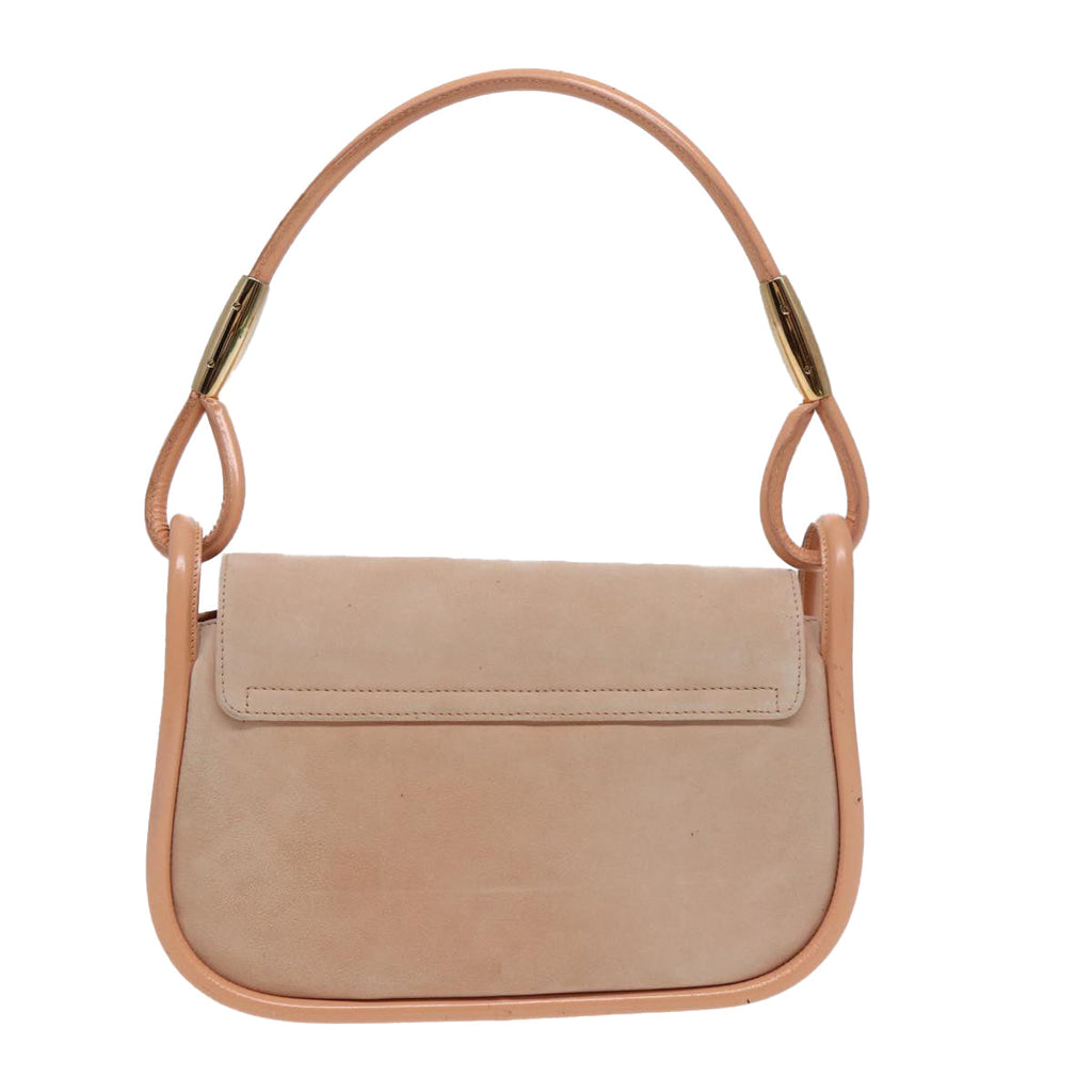 GUCCI Shoulder Bag Suede Beige Gold 86964