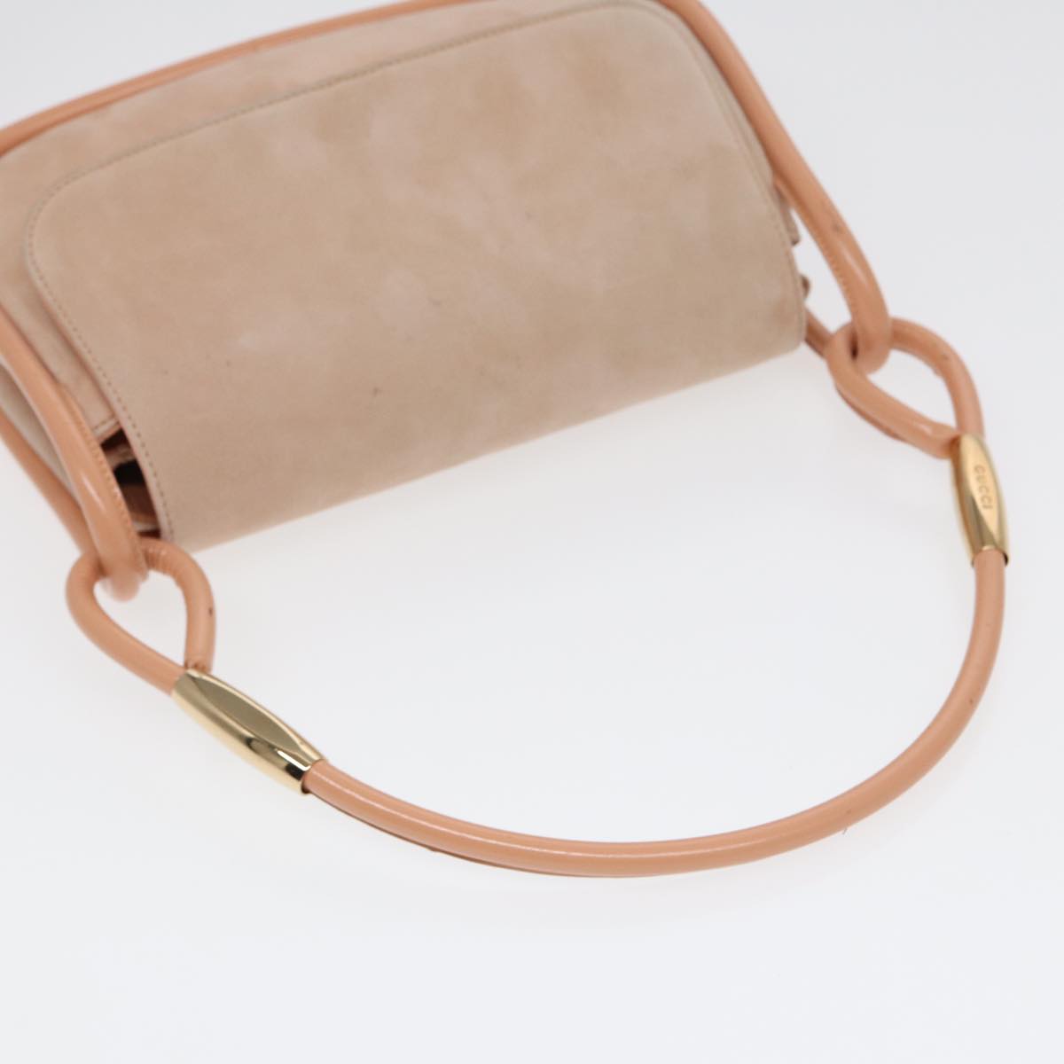 GUCCI Shoulder Bag Suede Beige Gold 86964