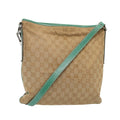 GUCCI GG Canvas Shoulder Bag Beige Silver 113013 86965