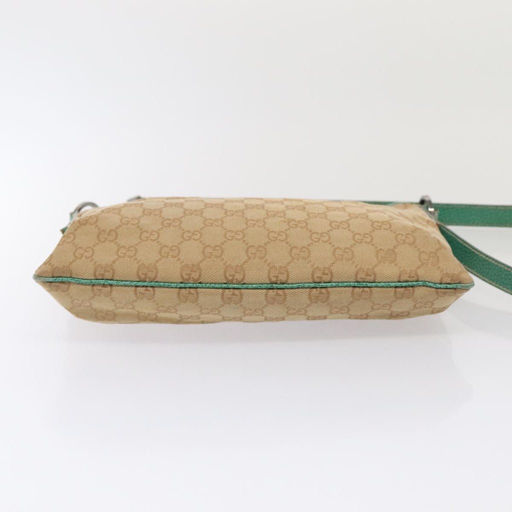 GUCCI GG Canvas Shoulder Bag Beige Silver 113013 86965
