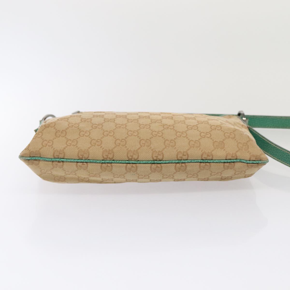 GUCCI GG Canvas Shoulder Bag Beige Silver 113013 86965