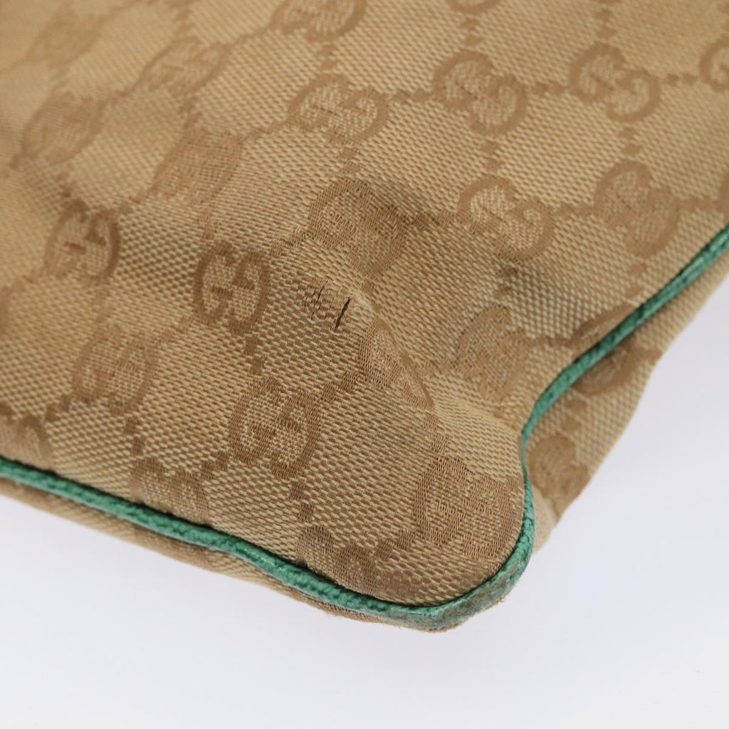 GUCCI GG Canvas Shoulder Bag Beige Silver 113013 86965