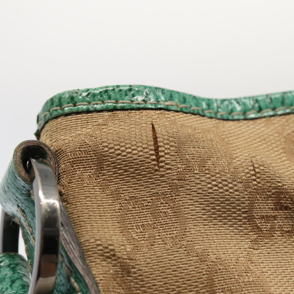 GUCCI GG Canvas Shoulder Bag Beige Silver 113013 86965