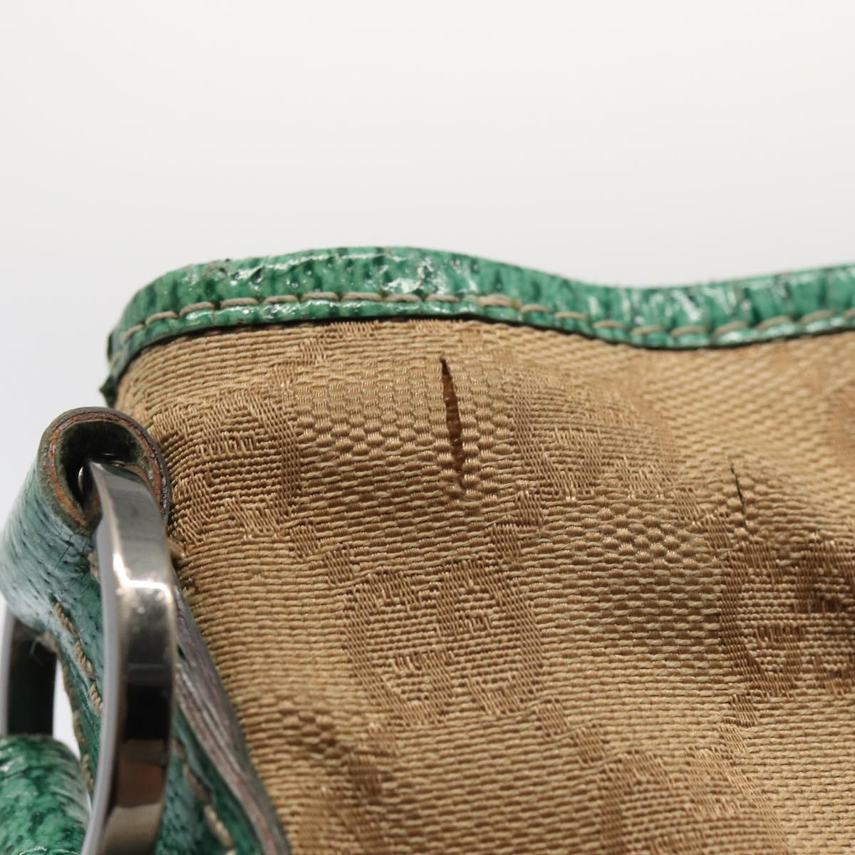 GUCCI GG Canvas Shoulder Bag Beige Silver 113013 86965