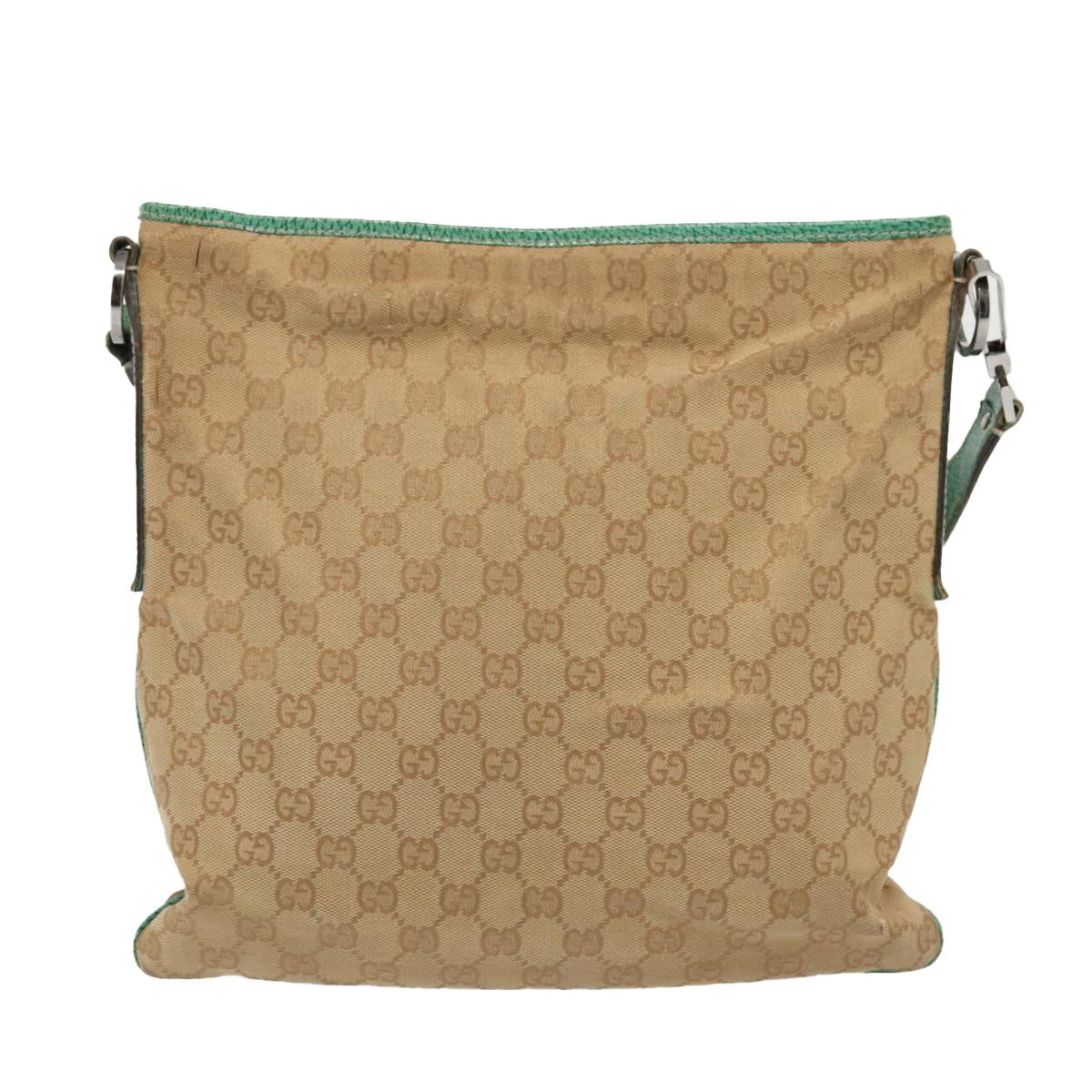 GUCCI GG Canvas Shoulder Bag Beige Silver 113013 86965