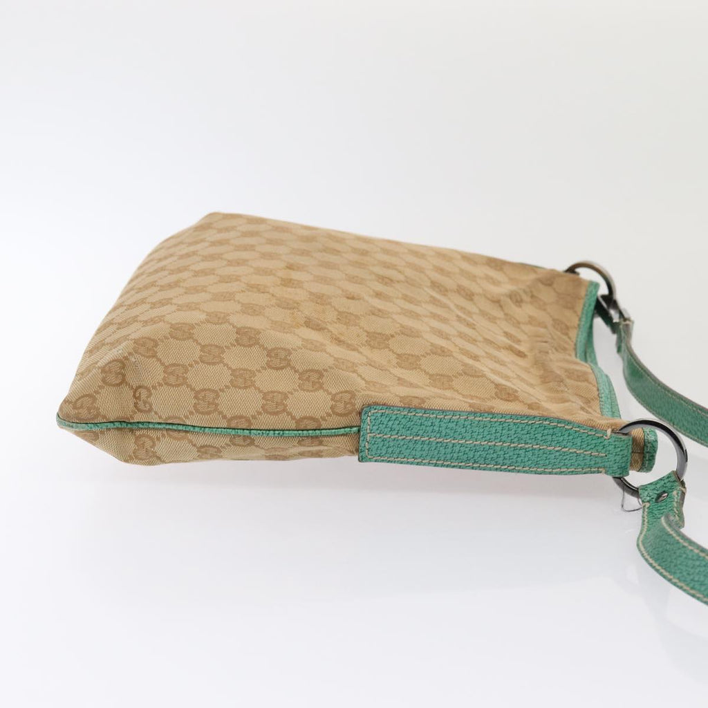 GUCCI GG Canvas Shoulder Bag Beige Silver 113013 86965