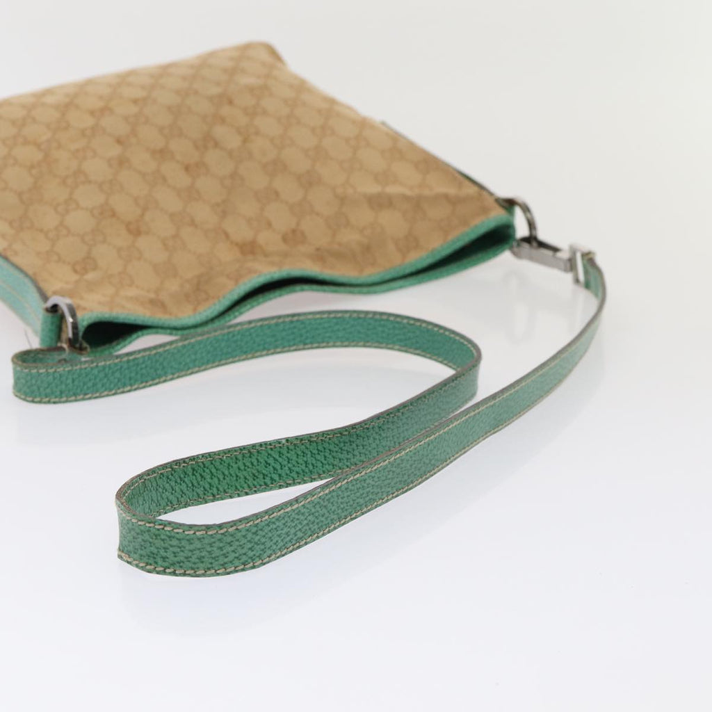 GUCCI GG Canvas Shoulder Bag Beige Silver 113013 86965