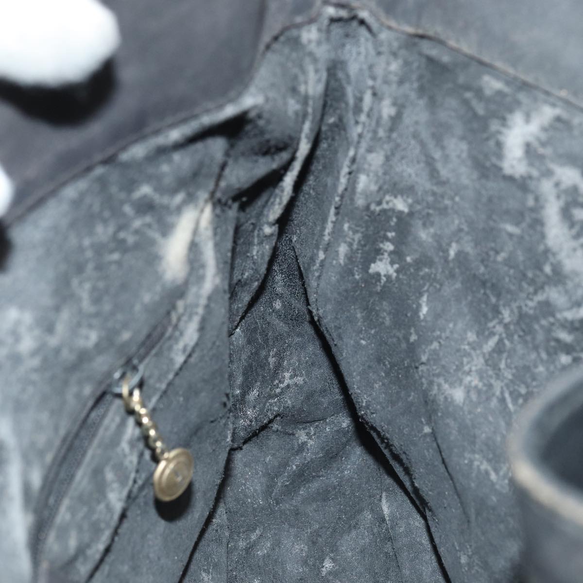 GUCCI Bamboo Hand Bag Suede 2way Black Gold 001 2058 1638 0 86967