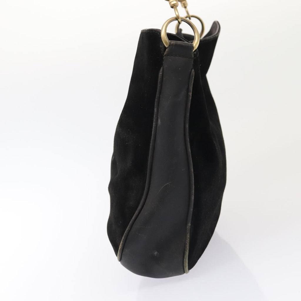 GUCCI Bamboo Hand Bag Suede 2way Black Gold 001 2058 1638 0 86967