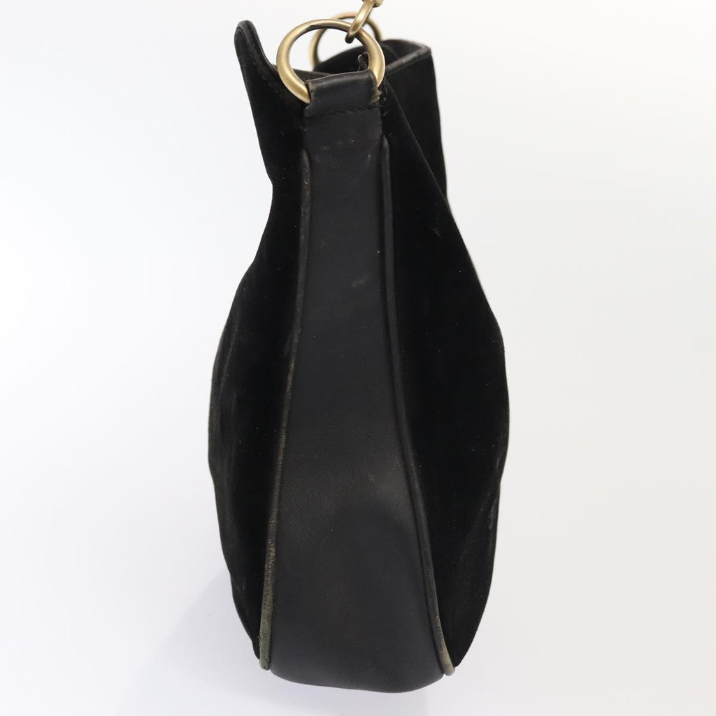 GUCCI Bamboo Hand Bag Suede 2way Black Gold 001 2058 1638 0 86967