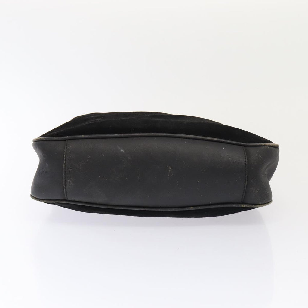 GUCCI Bamboo Hand Bag Suede 2way Black Gold 001 2058 1638 0 86967