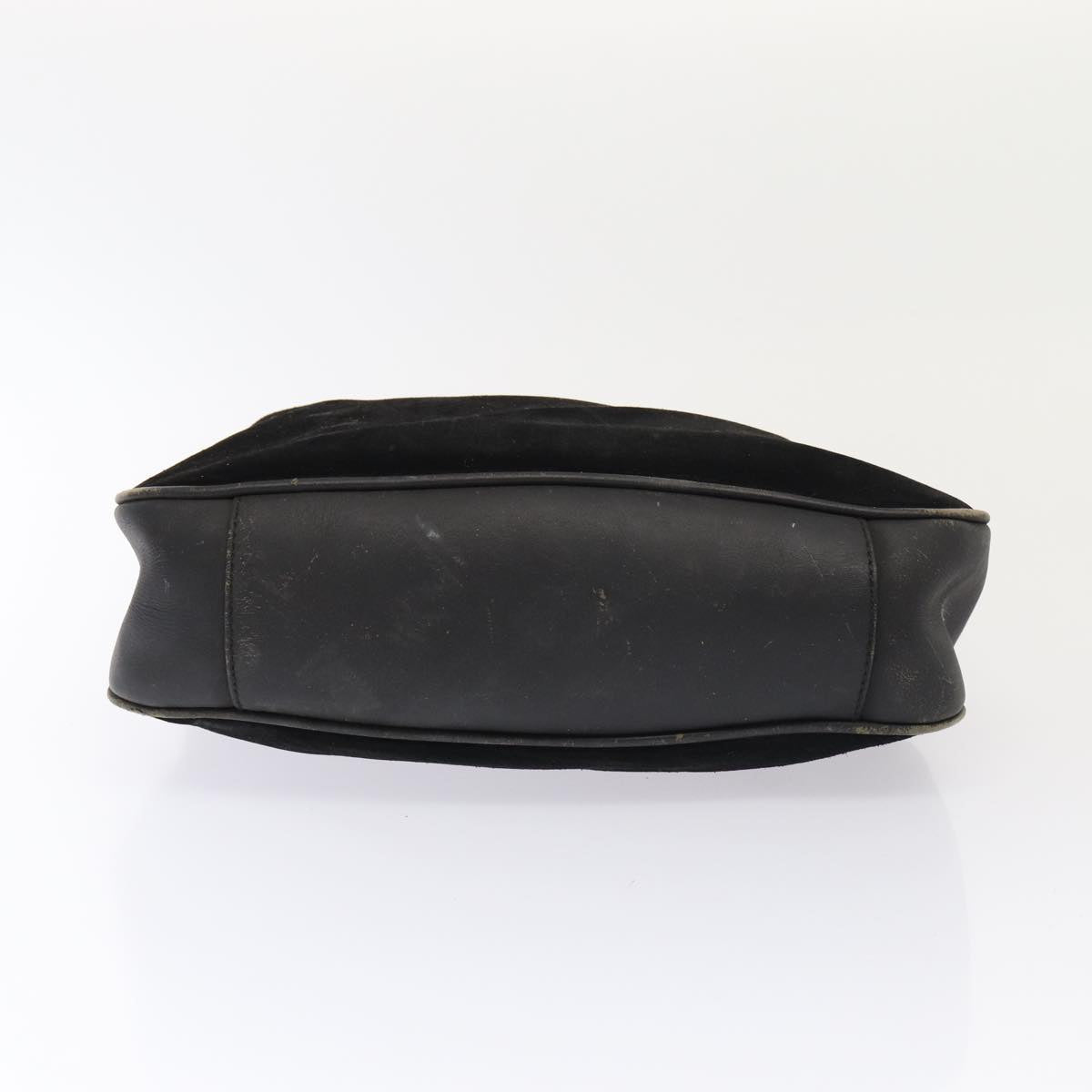 GUCCI Bamboo Hand Bag Suede 2way Black Gold 001 2058 1638 0 86967