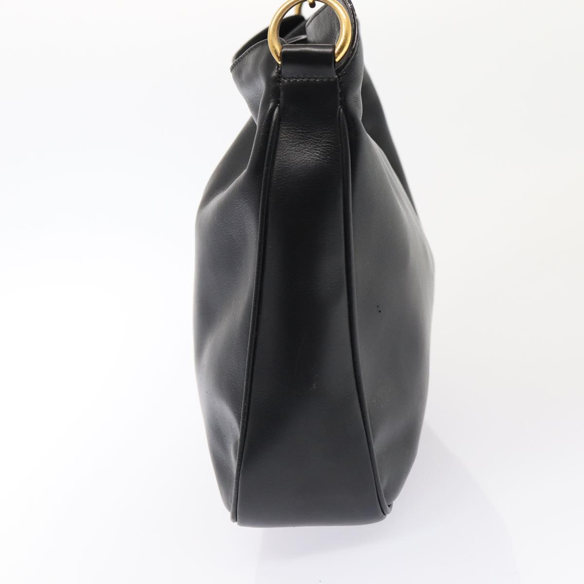 GUCCI Bamboo Hand Bag Leather Black Gold 001 1638 2615 86968