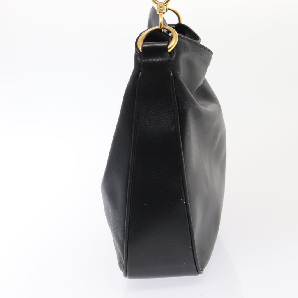 GUCCI Bamboo Hand Bag Leather Black Gold 001 1638 2615 86968